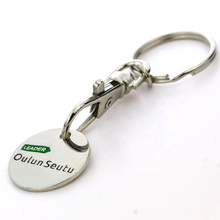 Metal souvenir custom shopping trolley token key chain keyring coin for supermarket trolley